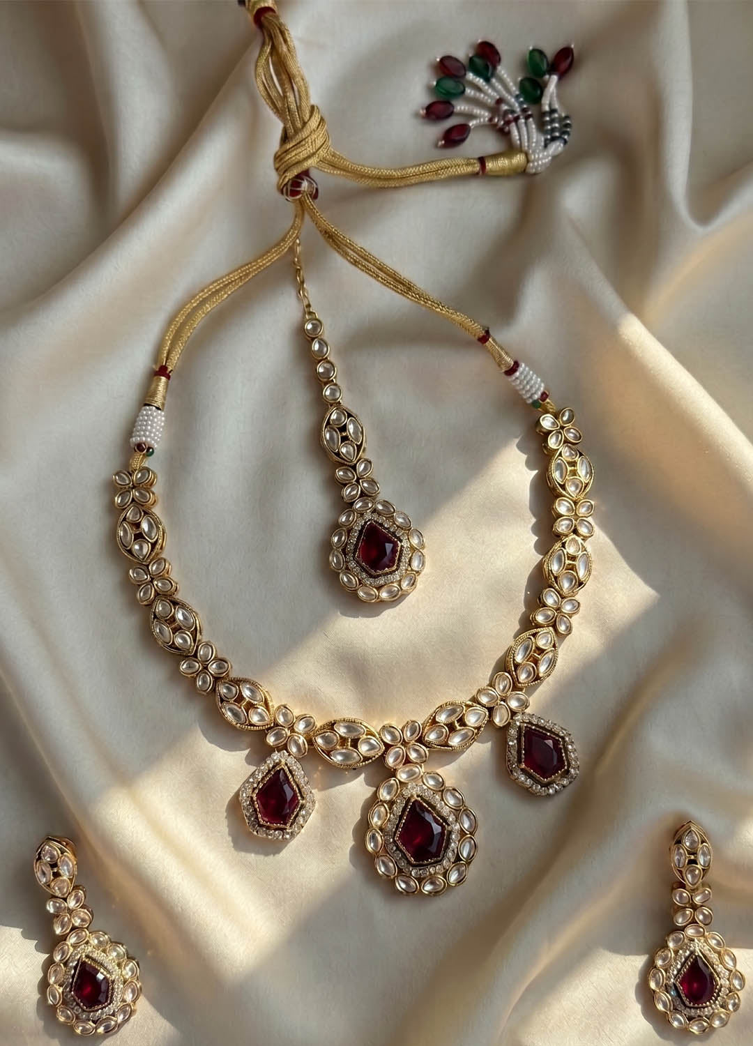 Meira Kundan Necklace - Red