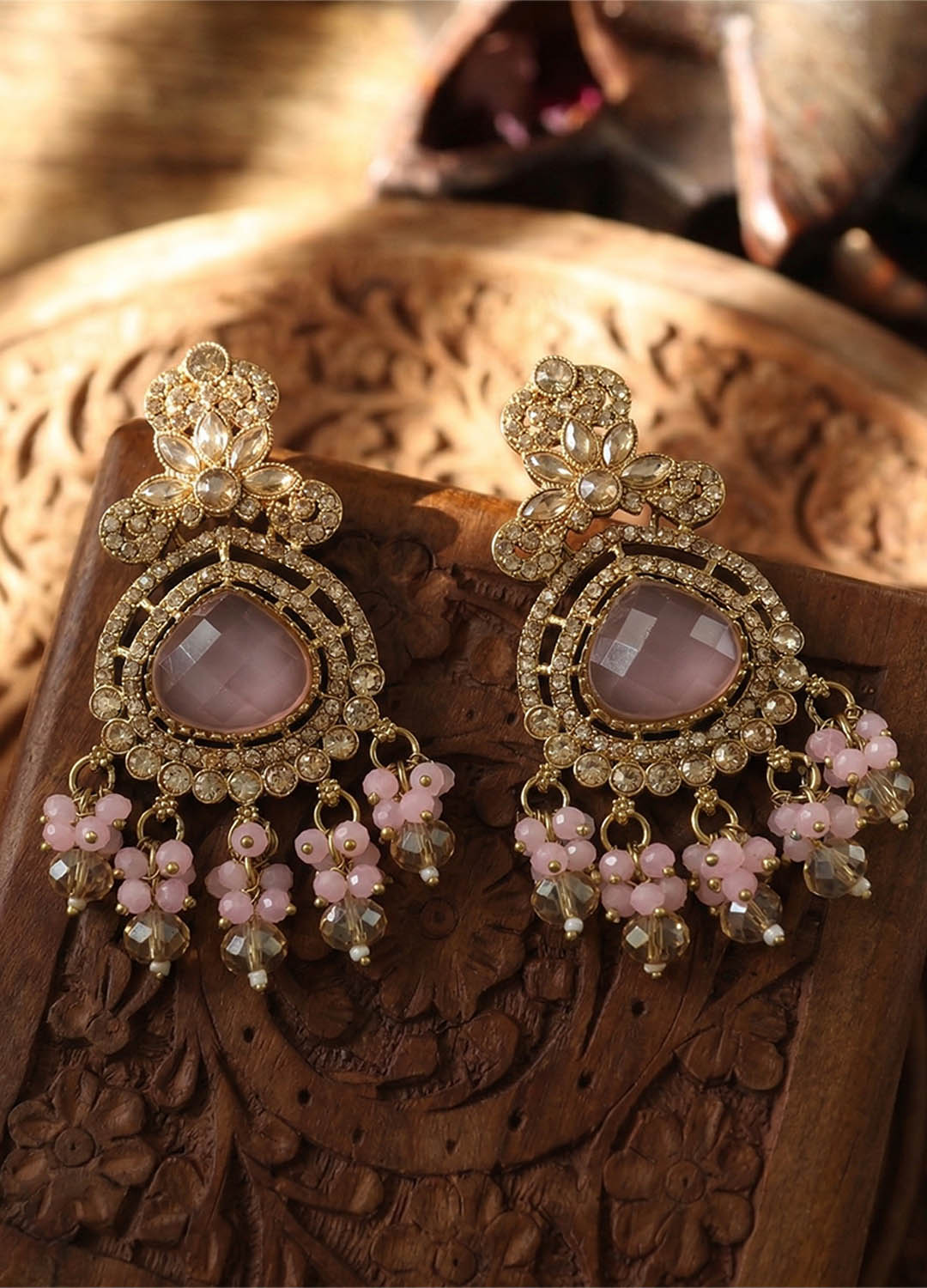 Adhira Polki Earrings - Purple