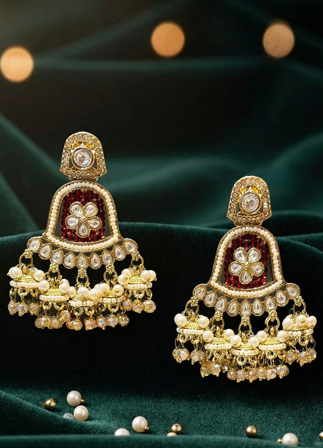 Ira Polki Earrings - RED