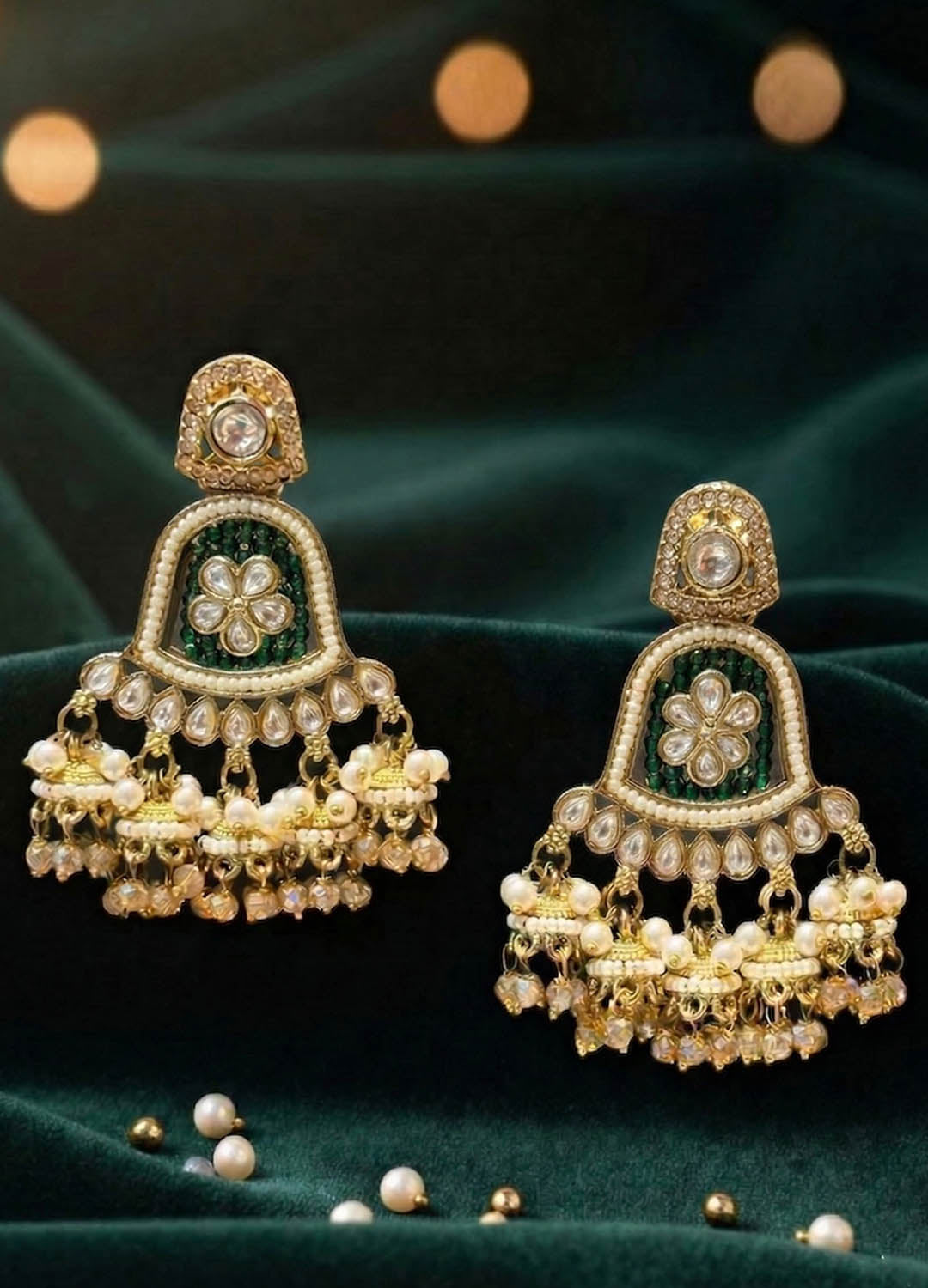 Ira Polki Earrings - GREEN
