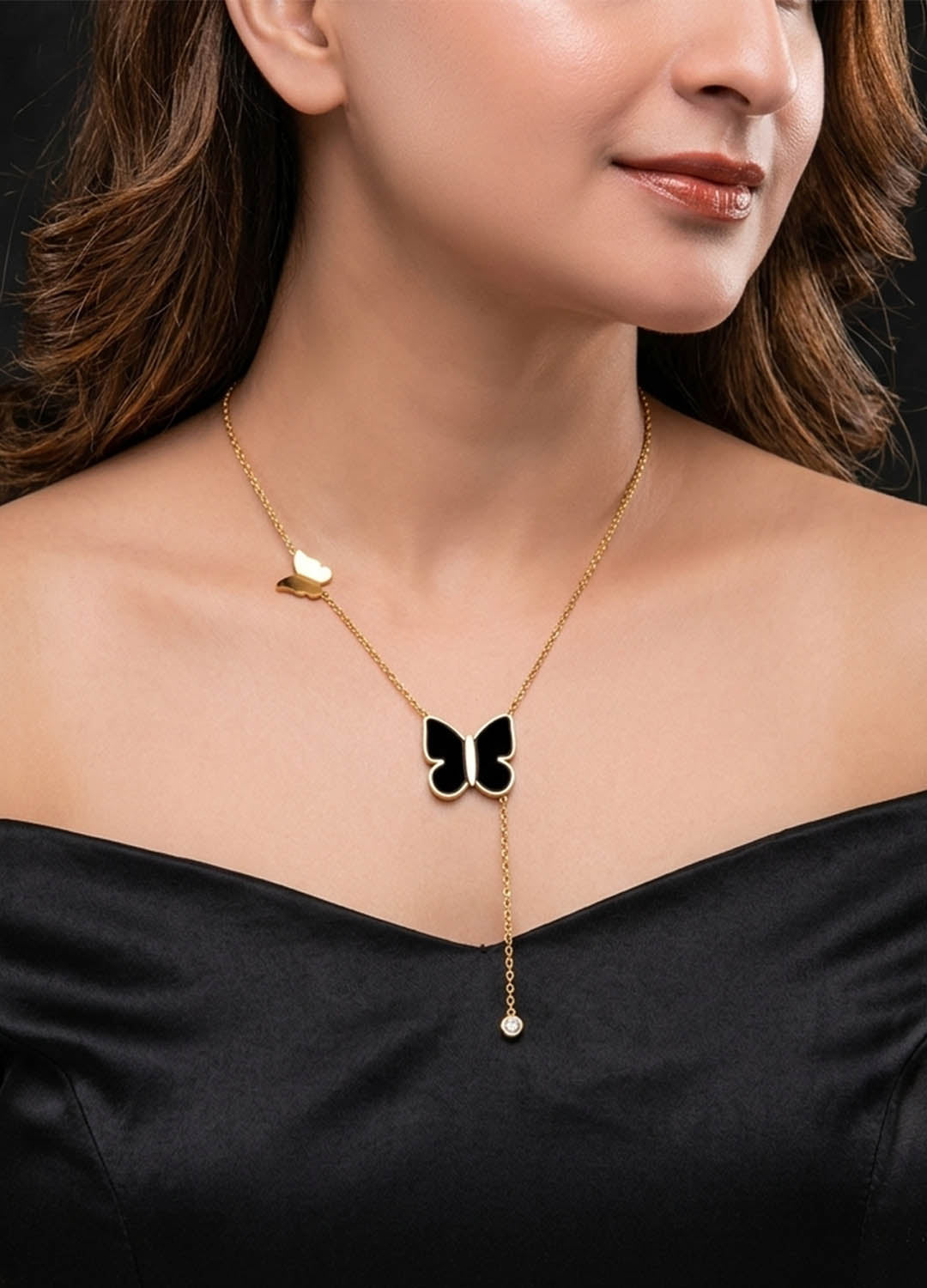 Bliss Butterfly Necklace Black