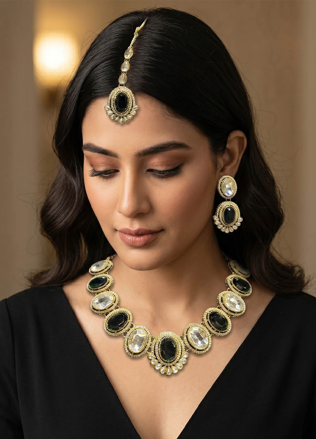 Myra Kundan Necklace - Green