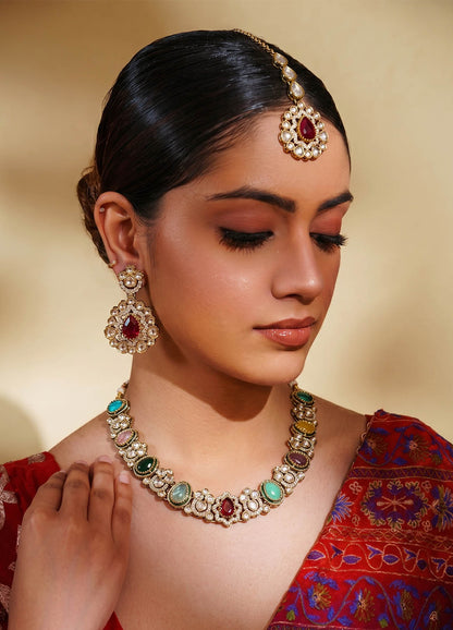 Alaya Kundan Necklace - Multicolour