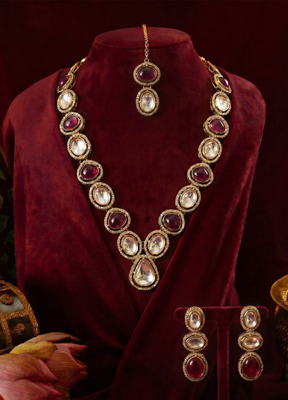 Avira Kundan Necklace - Red