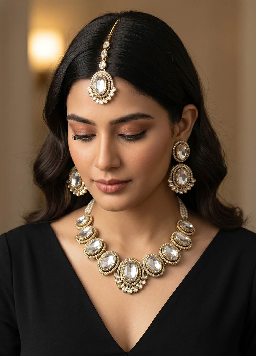 Myra Kundan Necklace - White