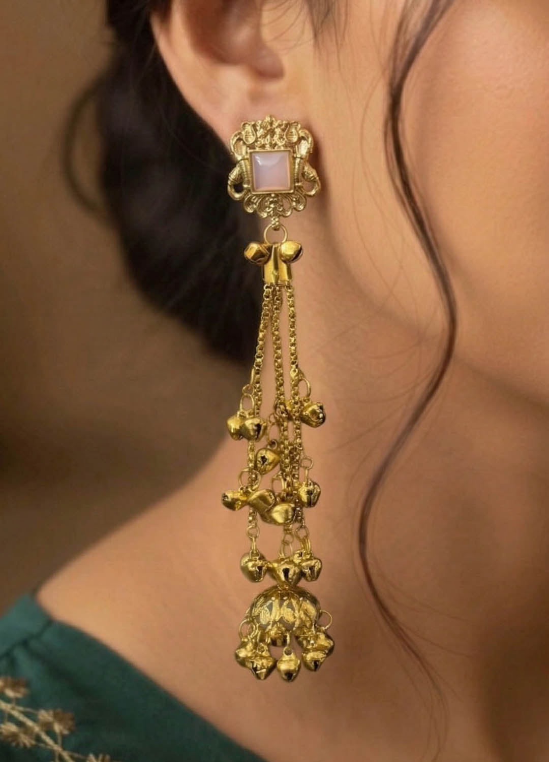 Pink Kashmiri ethnic earrings