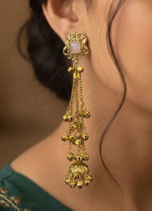 Pink Kashmiri ethnic earrings