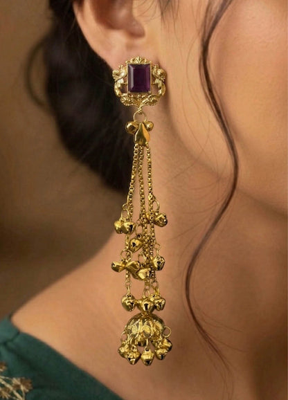 Purple Kashmiri ethnic earrings