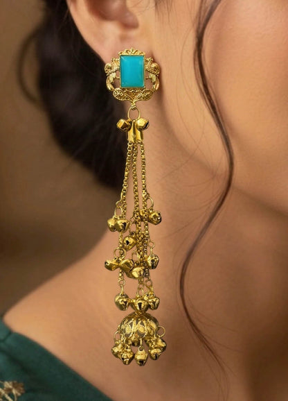 Mint green Kashmiri ethnic earrings