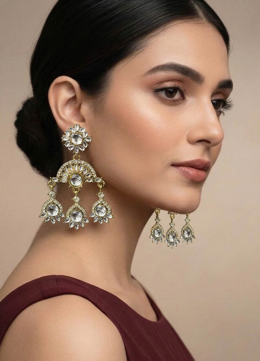 Polki jhumka earrings with intricate design