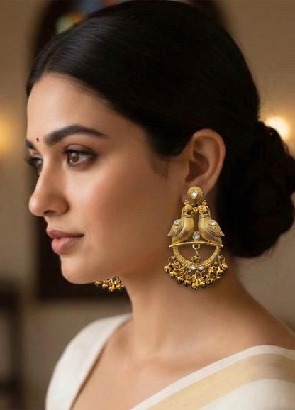 Polki Kashmiri earrings with intricate detailing