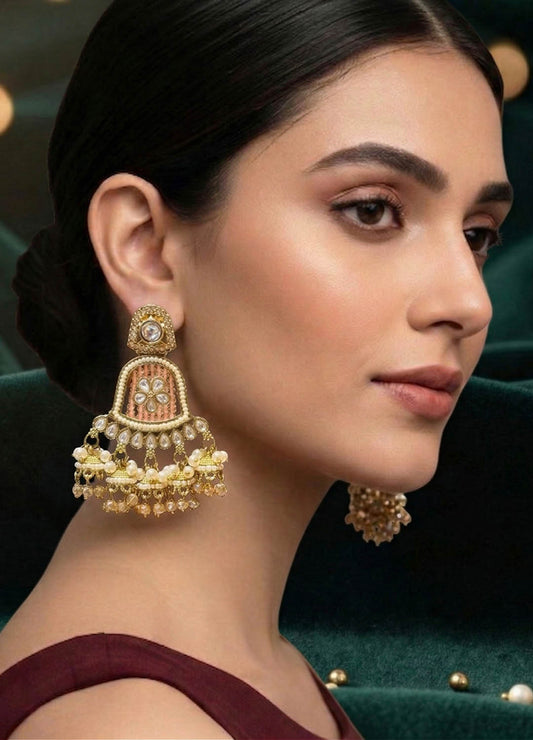 Pastel pink polki earrings with elegant design