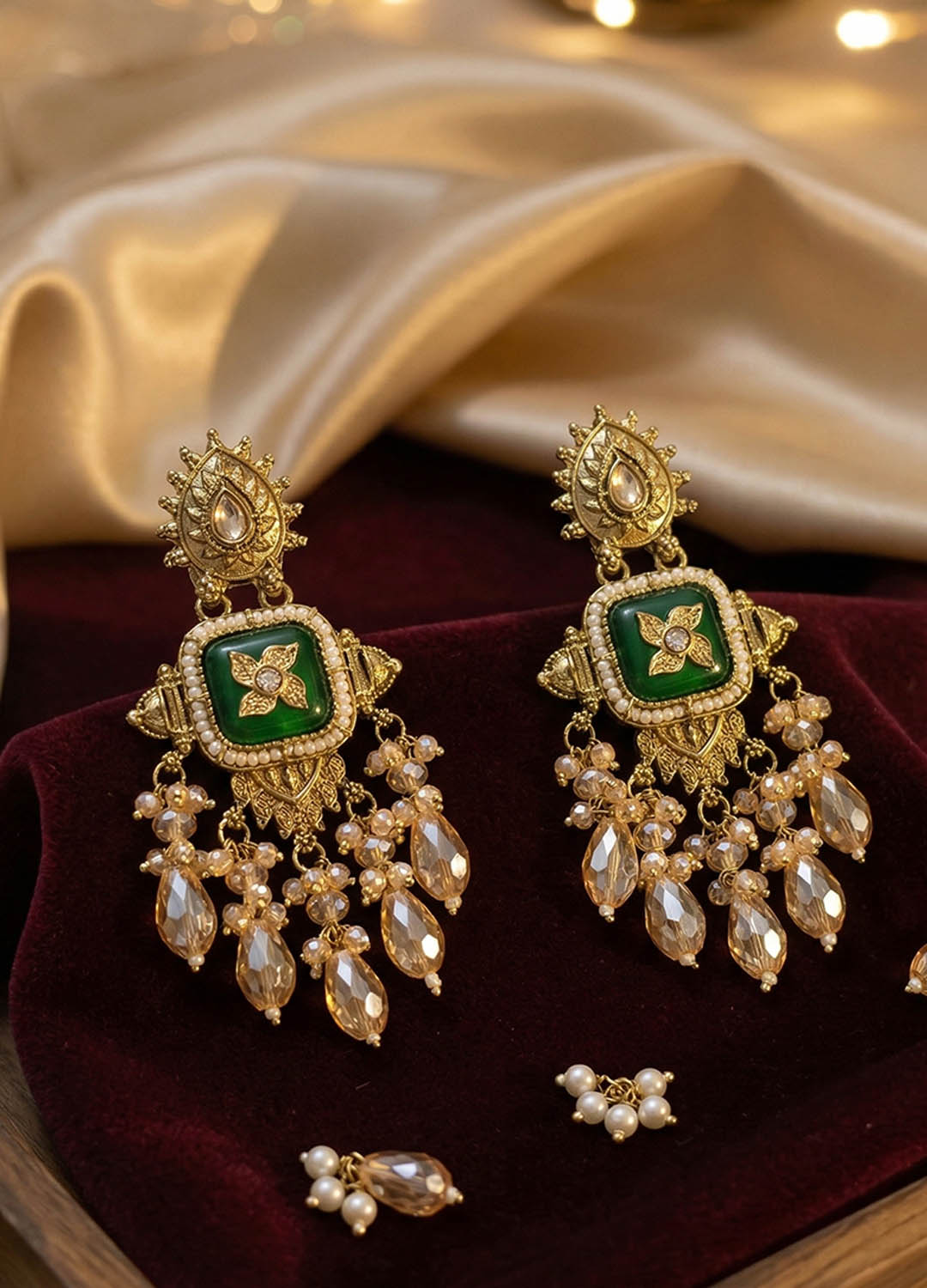 Vamika Polki Earrings GREEN