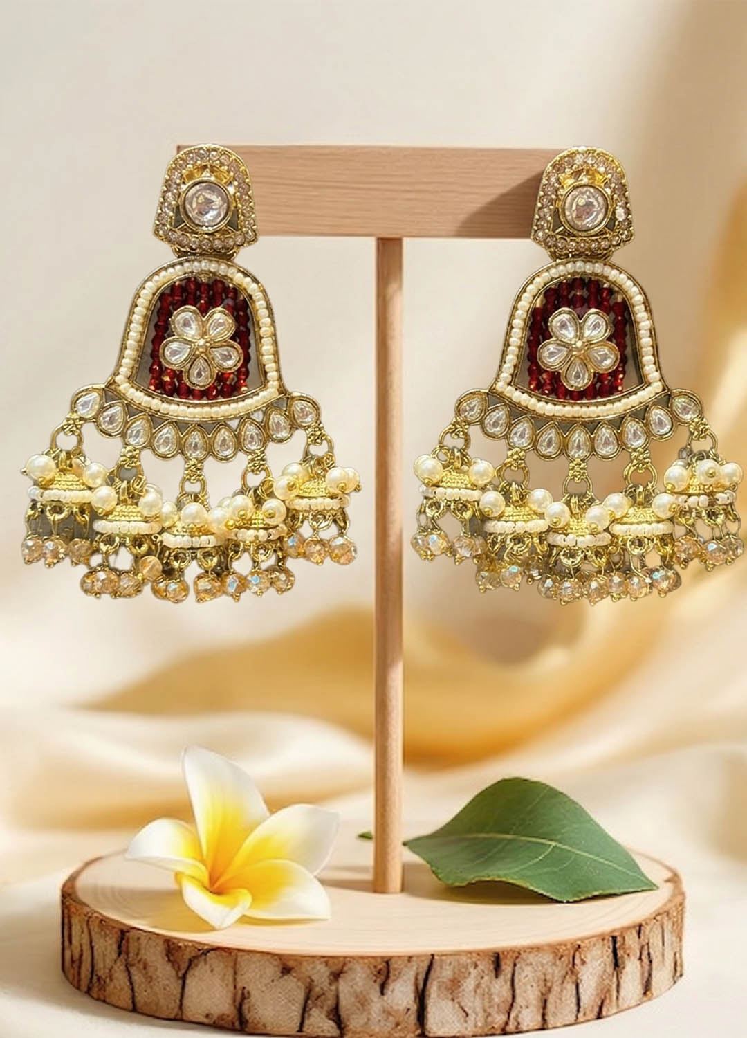 Ira Polki Earrings - RED