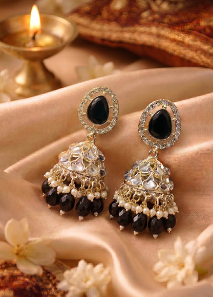 Rangshree Polki Earrings - Black