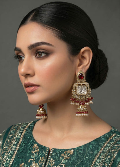 Swarnika Polki Earrings - Red