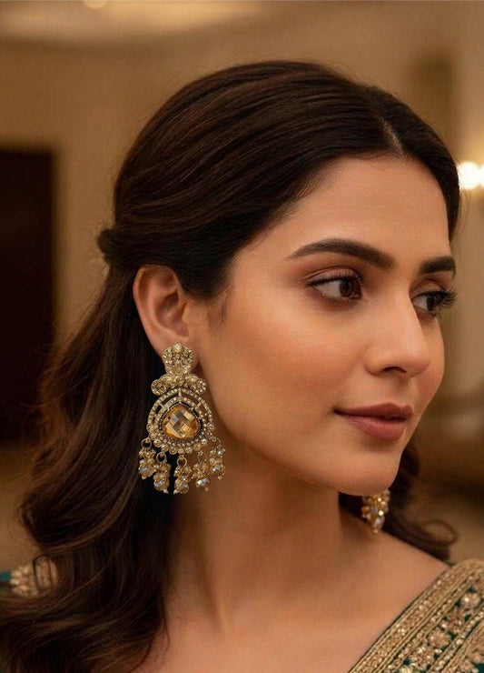 Gold polki earrings with elegant design