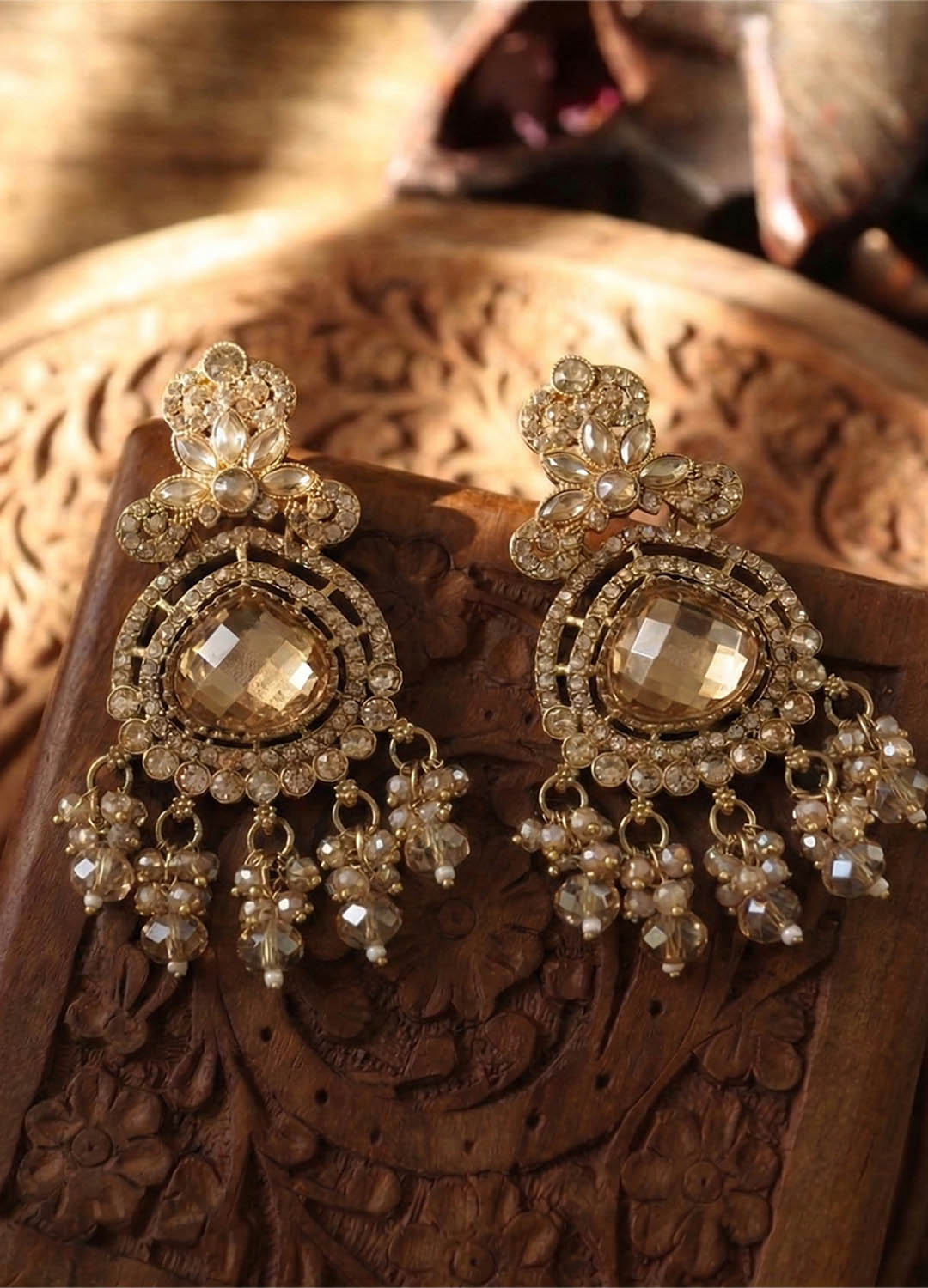 Adhira Polki Earrings - Gold