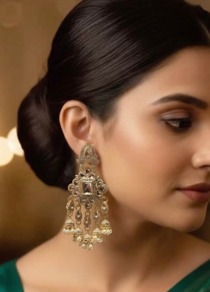 Royal polki earrings with intricate traditional design
