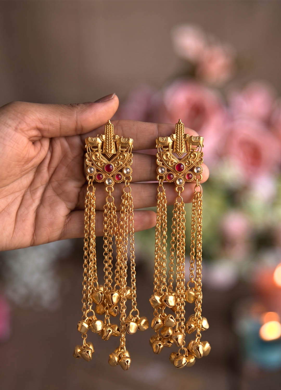 Roshni Kashmiri Earrings - Red